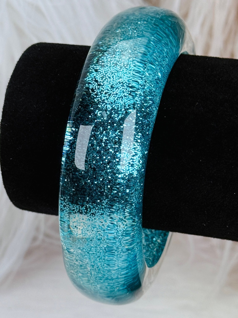 Vintage weighted blue bangle bracelet